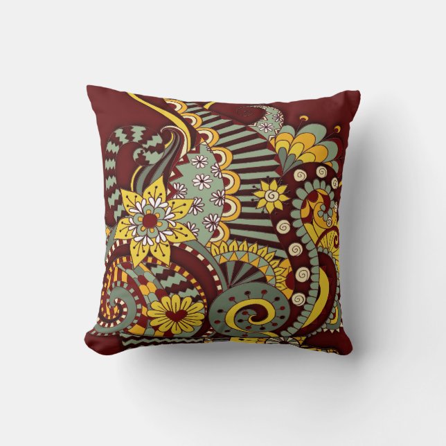 Artistic-doodle-drawing art throw pillow (Front)