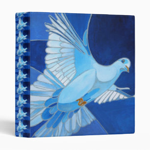 Artistic Dove Outline Art In Cerulean Blue Binder