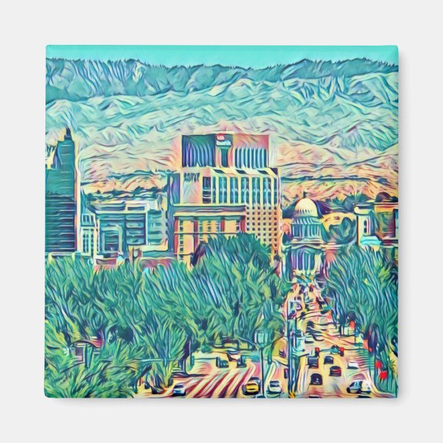 Artistic Downtown Boise Idaho Magnet (Front)