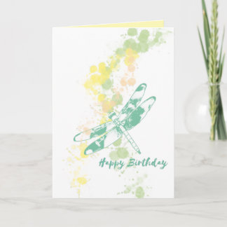 Artistic Dragonfly Happy Birthday Card