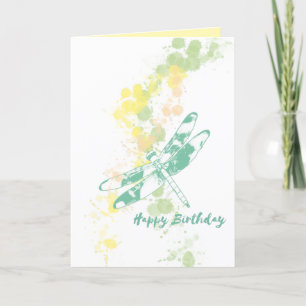 Artistic Dragonfly Happy Birthday Card