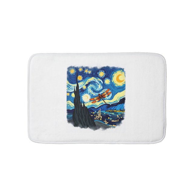 Artistic Dragonfly Shirt Starry Night Dragonfly Bath Mat (Front)