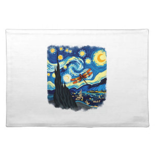 Artistic Dragonfly Shirt Van Gogh Starry Night Dra Cloth Placemat