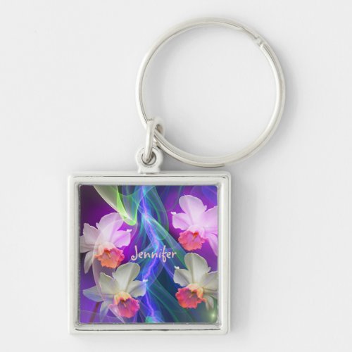 Artistic Dreamy Spring Daffodils  custom Name Keychain