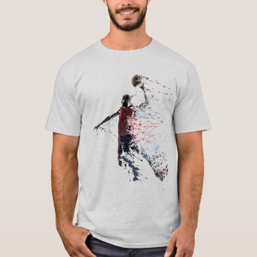 Artistic Dunk Dynamic Basketball Print Tee T_Shirt