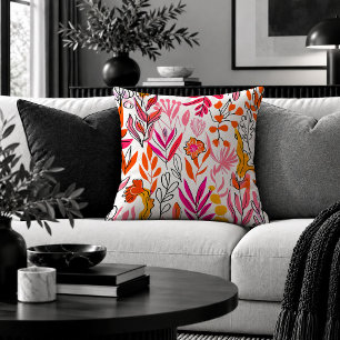 Artistic Eclectic Flowers Accent Throw Pillow Art