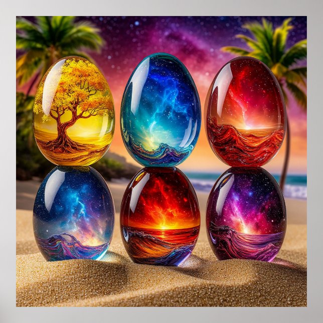 Artistic Eggs with Cosmic Themes Poster (Front)