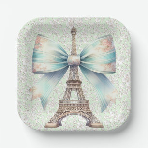 Artistic Eiffel Tower Paper Plate