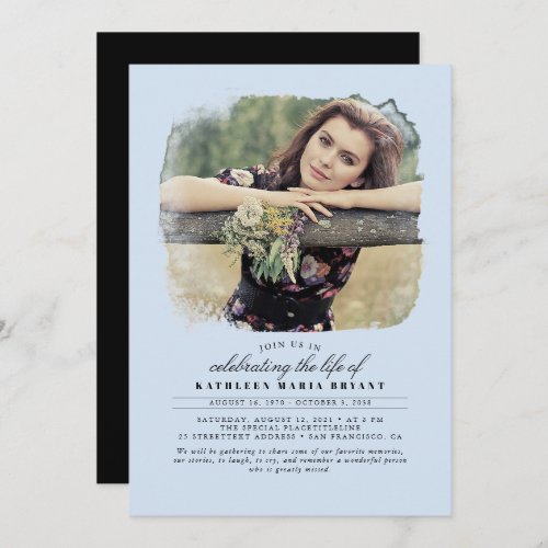 Artistic Elegant Celebration of Life Funeral Photo Invitation