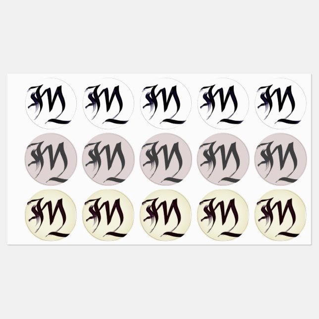 Artistic Elegant Monogram Calligraphy Letter "M“ Labels (Sheet)