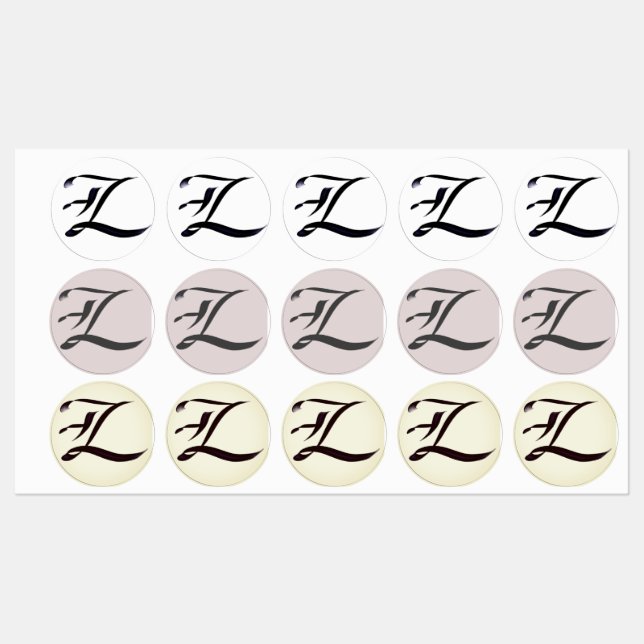 Artistic Elegant Monogram Calligraphy Letter "Z.“ Labels (Sheet)