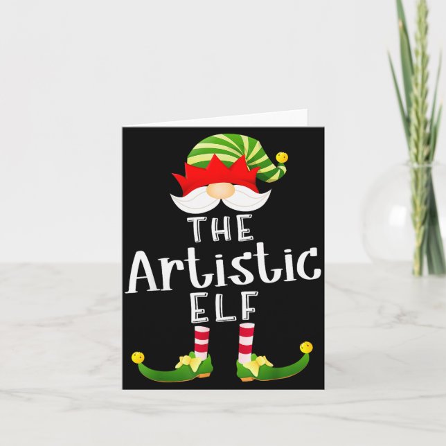 Artistic Elf Group Christmas Funny Pajama Party  Card (Front)