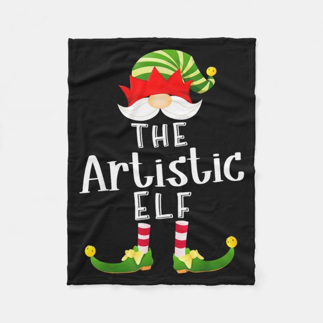 Artistic Elf Group Christmas Funny Pajama Party  Fleece Blanket (Front)