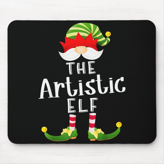 Artistic Elf Group Christmas Funny Pajama Party  Mouse Pad (Front)