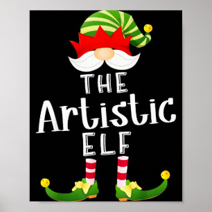 Artistic Elf Group Christmas Funny Pajama Party Poster