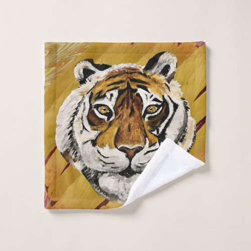 Artistic Face of Tiger Painting  Wash Cloth