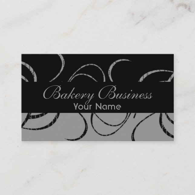 Artistic fade gray damask bakery cards (Front)