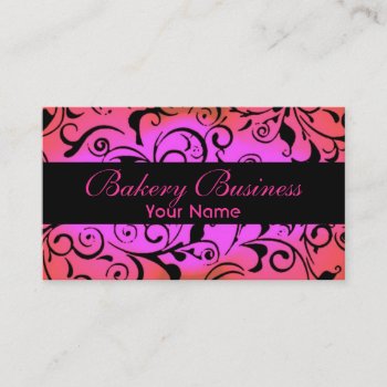 Artistic Fade Pink Damask Bakery Cards by ProfessionalOffice at Zazzle