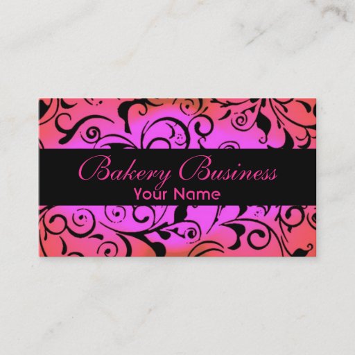 Customizable Artistic fade pink damask bakery cards business card