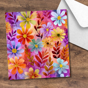 Artistic Fall Sage Green Blue Pink Floral Wedding Envelope Liner