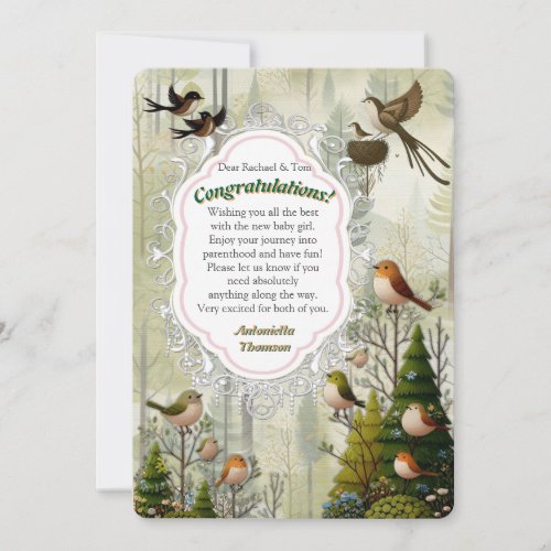 Artistic Fantasy, Bird Drawings in Colour Invitation