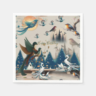 Artistic Fantasy, Bird Drawings in Colour Napkins