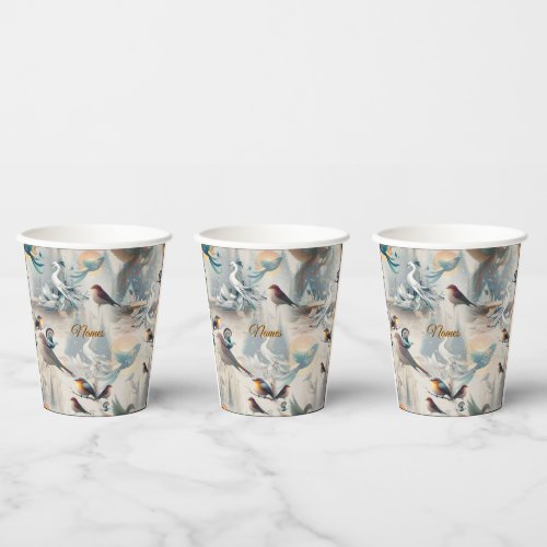 Artistic Fantasy, Bird Drawings in Colour Paper Cups
