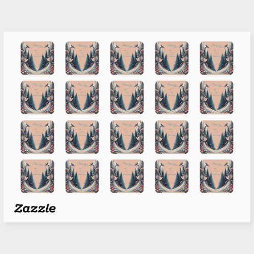 Artistic Fantasy, Bird Drawings in Colour Square Sticker