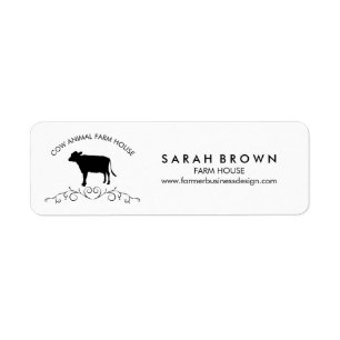 Artistic Farm Cow Silhouette Label