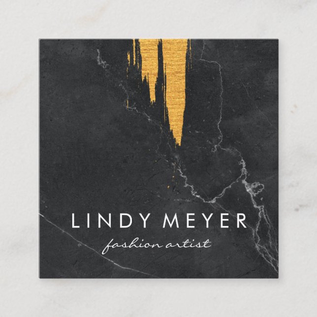 Artistic Faux Gold Brushed | Slate Square Business Card (Front)