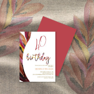 Artistic Feathers Floral Watercolor Art Invitation