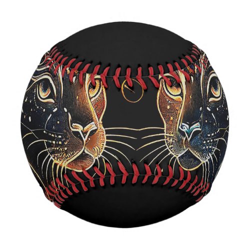 Artistic Feline Circle Twin Cats Baseball