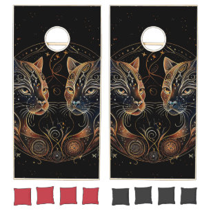 Artistic Feline Circle Twin Cats Cornhole Set