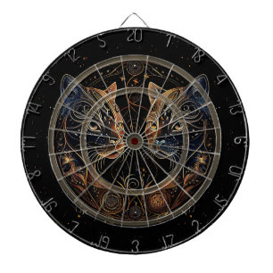 Artistic Feline Circle Twin Cats Dart Board