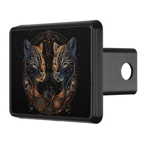 Artistic Feline Circle Twin Cats Hitch Cover