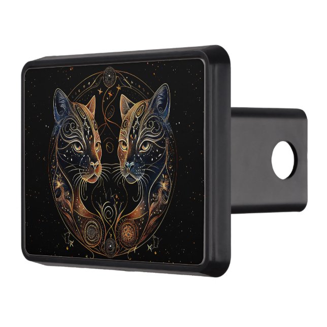 Artistic Feline Circle Twin Cats Hitch Cover (Left)