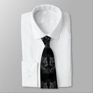Artistic Feline Circle Twin Cats Neck Tie