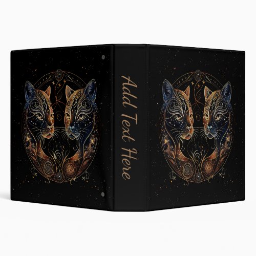 Artistic Feline Circle Twin Cats Personal 3 Ring Binder