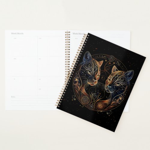 Artistic Feline Circle Twin Cats Planner