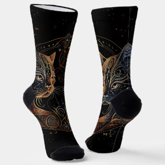 Artistic Feline Circle Twin Cats Socks