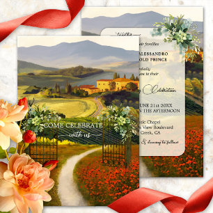 Artistic Fine Art Tuscan Italian Wedding Invitation
