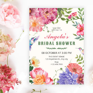 Artistic floral bloom bridal shower invitation