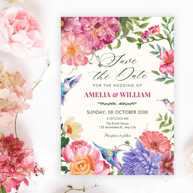 Artistic floral bloom wedding save the date (Creator Uploaded)