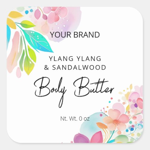 Artistic Floral Body Butter Jar Labels