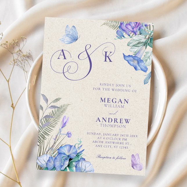 Artistic floral butterflies wedding invitation (Creator Uploaded)