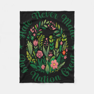 Artistic Floral Democrat President Liberal Anti Tr Fleece Blanket