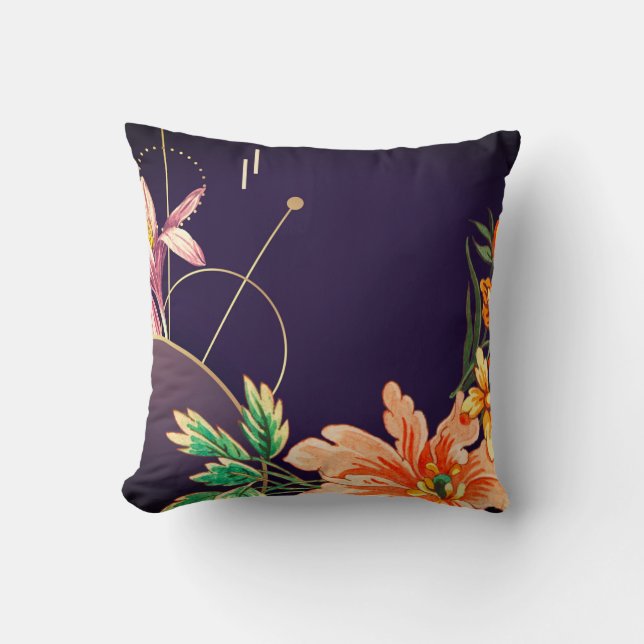 Artistic Floral Designer Abstract | Eggplant Throw Pillow (Front)