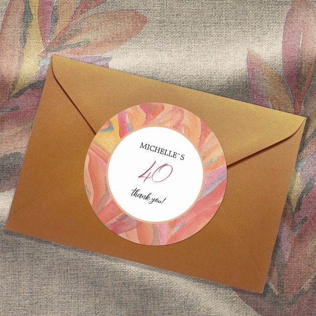 Artistic Floral Feathers Pastel Watercolor Classic Round Sticker (Creator Uploaded)