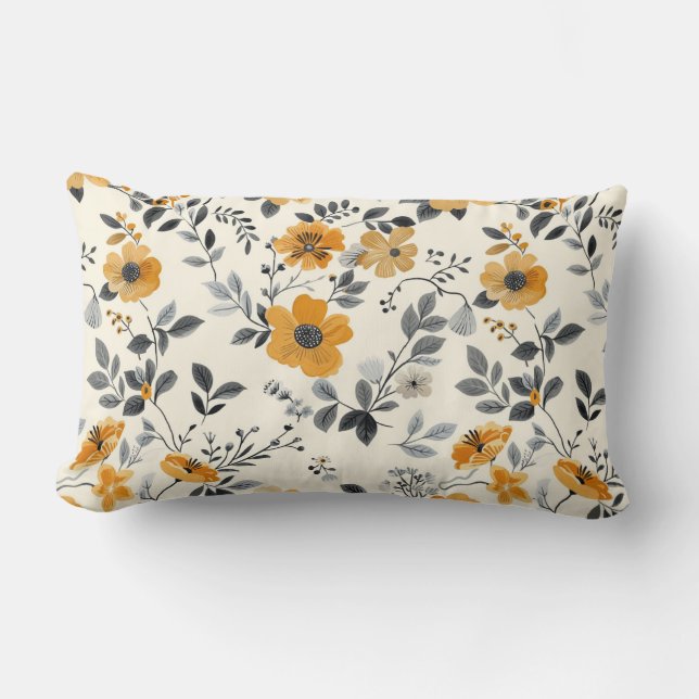 Artistic Floral Luxury" Lumbar Pillow (Front)