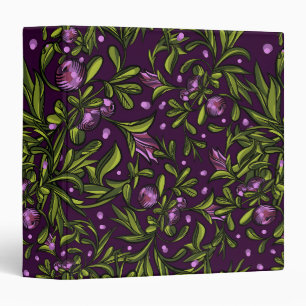 Artistic Floral Motif: Purple Flowers 3 Ring Binder